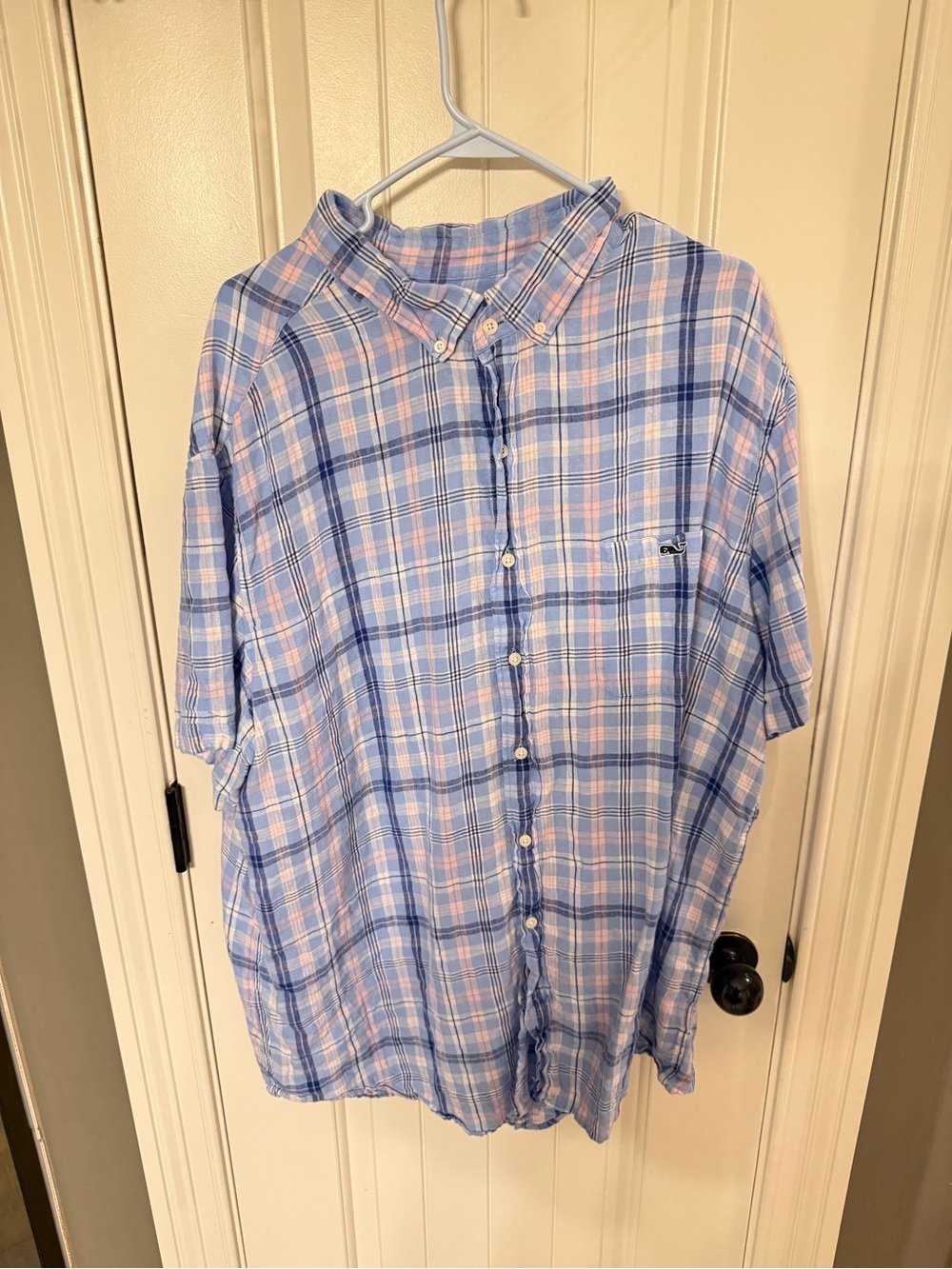 Vineyard Vines Light Blue & Pink Plaid Short-Sleeve Button-Down